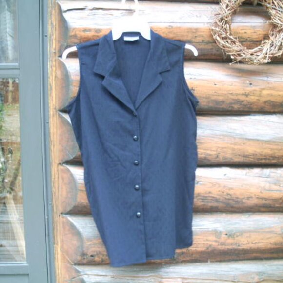 Vintage Expressions Black Sleeveless Tunic Top SZ M-L - Picture 1 of 3